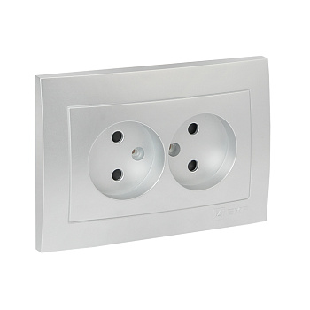 Валенсия Лицевая панель розетка 2-местной б/з 10А сталь с защ, штор, EKF