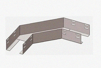 Лоток угловой перфорированный КГ 200х65-90 УТ1,5 поворот на 90, оцинкованный лист S1,5