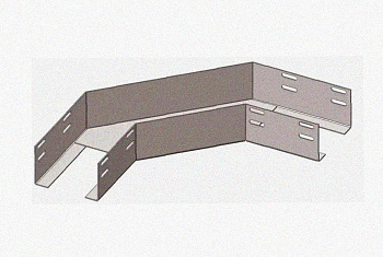 Лоток угловой замковый перфорированный КГЗ 100х50-90 УТ1,5 поворот на 90, оцинкованный лист S1,0
