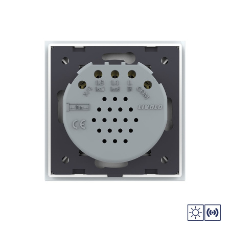 Сенсорный импульсный выключатель Quadro сухой контакт 2 клавиши 1 модуль Белый Livolo