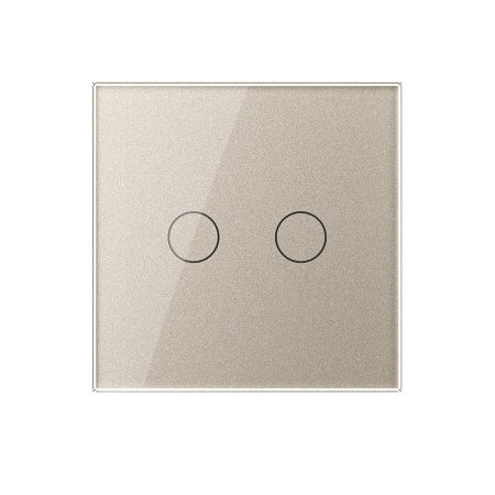 Двухклавишный сенсорный выключатель 1 пост, цвет шампань Livolo