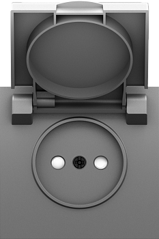 Donel S08 серый графит накладка для розетки без заземления, с крышкой, 16A 250 В~, серия DB