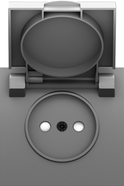 Donel S08 серый графит накладка для розетки без заземления, с крышкой, 16A 250 В~, серия DB