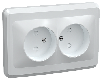 Розетка 2-местная РС12-2-ВБ без з/з без защитной шторки 10А ВЕГА белый IEK