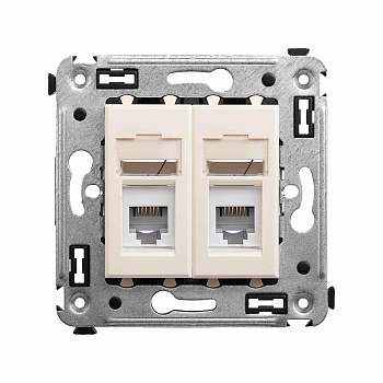 Телефонная розетка RJ-12 в стену двойная, "Avanti", "Ванильная дымка" DKC