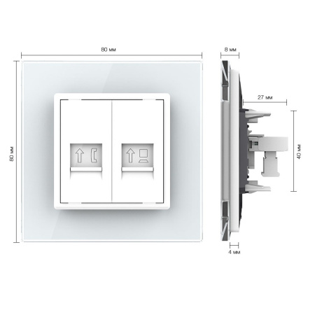 Розетка ТЛФ/КОМП RJ-45 Белая Livolo