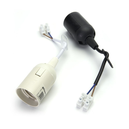 LH108 Патрон E27 подвесной с клеммой, 230V, огнеуп. пластик, медь, полипропилен, черный, 38*55 мм