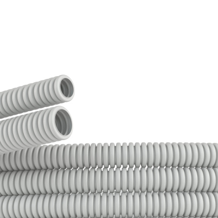 Труба ПВХ гибкая гофр. д.32мм, лёгкая без протяжки, 25м, цвет серый DKC