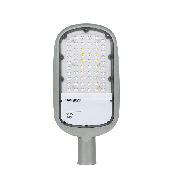 29-02 Светильник светодиодный, уличный, консольный 50Вт, 230/50Гц, 5500лм, 5000К, IP65, КСС "Ш", 420*200*70мм, Ф50мм, серый APEYRON
