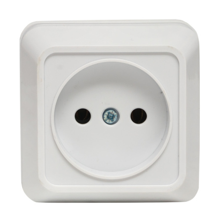 Рим Розетка 1-местная 10А без заземления белая EKF