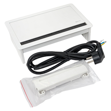 Встраиваемый настольный розеточный блок выдвижной, 8 модулей, белый, C-Line EKF