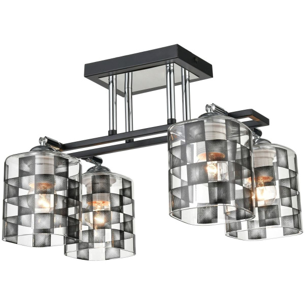 Светильник потолочный Хром/Черный E27 4*60Вт 274-107-04 VELANTE