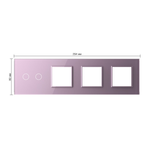 Панель для сенсорного выключателя и 3-х розеток, 2 клавиши, цвет розовый, стекло Livolo