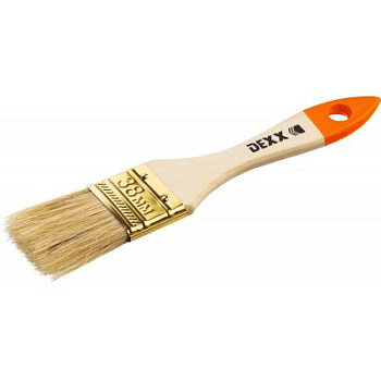 Кисть флейцевая, деревянная ручка, натуральная щетина, индивидуальная упаковка, 38мм DEXX