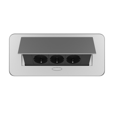 Розетка горизонтальная выдвижная 3 Euro 16A цвет серый-черный Livolo