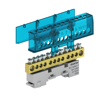 Шина нулевая изолированная KSN-6-8x12-12 BLUE Tekfor
