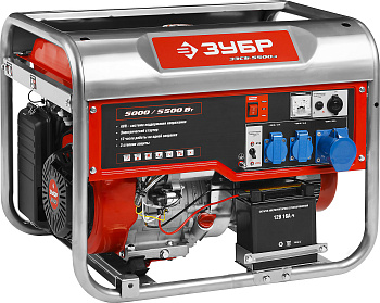 Бензиновый генератор с электростартером, 5500 Вт, ЗУБР
