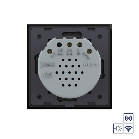 Сенсорный импульсный радиоуправляемый выключатель Quadro сухой контакт 1 клавиша Черный Livolo