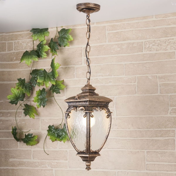 Уличный подвесной светильник 1*E27 черное золото IP44 Andromeda H (a027997) Elektrostandard