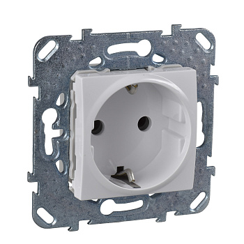 Unica Механизм розетки без лицевой панели СУ 1 мест. с зазем. без шторок 16А Белый IP20 Schneider Electric
