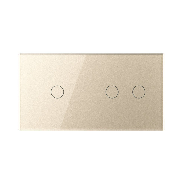 Сенсорный выключатель 3 клавиши (1-2), 2 поста, цвет шампань Livolo