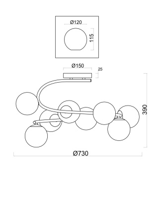 Люстра 8*E14 40Вт Хром IP20 Galaxy FR5013PL-08CH Freya