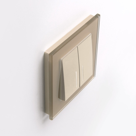 Выключатель двухклавишный проходной с подсветкой (шампань) СУ IP20 Werkel