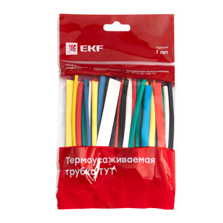 Набор ТУТ нг: 6 цветов по 5шт, Разного диаметра (3/1,5, 4/2, 5/2,5, 6/3, 8/4) 100мм, PROxima EKF