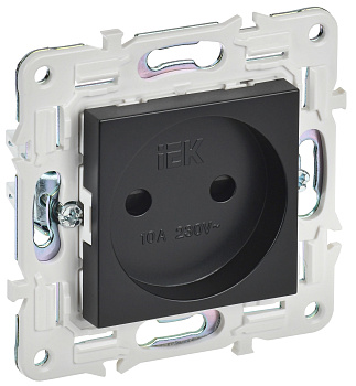 SKANDY Розетка без заземления с защитными шторками 10А SK-R01Bl черный IEK