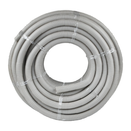 Труба гофр, ПВХ с протяжкой d32 мм (50 м) серая EKF-Plast