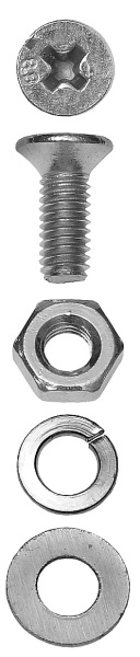 Винт (DIN965) в комплекте с гайкой (DIN934), шайбой (DIN125), шайбой пруж. (DIN127), M5x16мм, 18шт, ЗУБР Винт (DIN965) в комплекте с гайкой (DIN934), шайбой (DIN125), шайбой пруж. (DIN127), M5x16мм, 18шт, ЗУБР