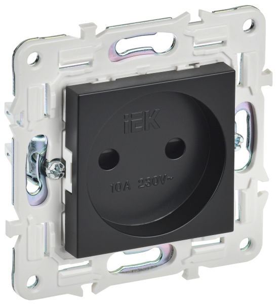 SKANDY Розетка без заземления с защитными шторками 10А SK-R01Bl черный IEK