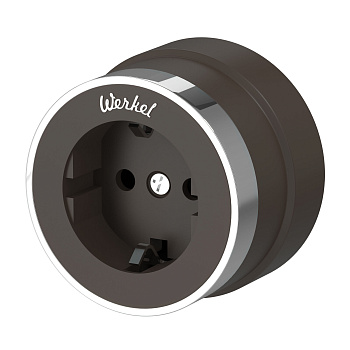 Розетка с заземлением (мокко матовый/хром) Vintage ОУ IP20 Werkel