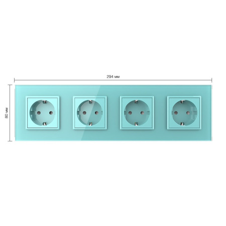 Розетка 4 модуля Зеленая Livolo
