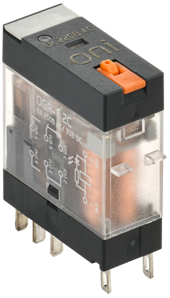 Реле общего назначения OGR-1 2C 220В AC со светодиодом и тестовой кнопкой ONI