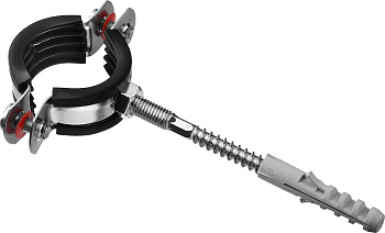 Хомут трубный с гайкой, оцинкованный, в комплекте с сантехнической шпилькой и дюбелем, 1", 1шт, (B) ЗУБР