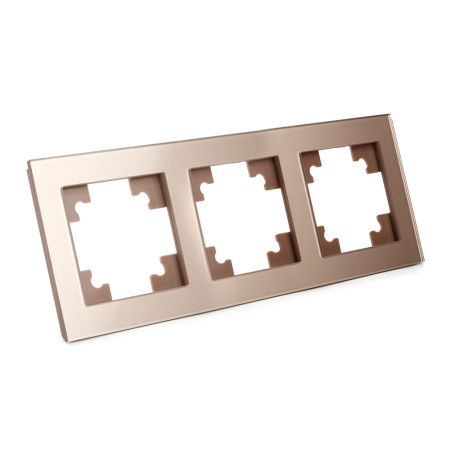 Рамка 3-местная, стекло,, STEKKER, GFR00-7003-02, серия Катрин, шампань