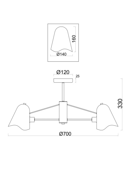 Люстра 5*E14 40Вт Золото IP20 Manon FR5037PL-05S Freya