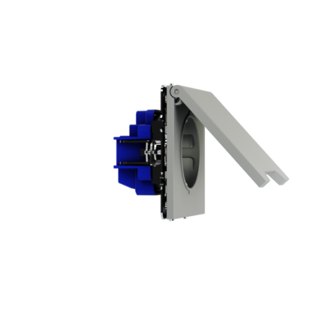 Розетка встраиваемая Voltum S70 с заземлением, защитными шторками и крышкой 16А, (сталь)