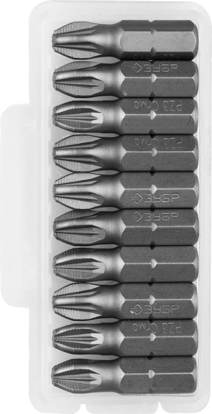 Биты "Мастер" кованые, хромомолибденовая сталь, тип хвостовика C 1/4", PZ3, 25мм, 10шт ЗУБР