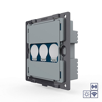 Трехклавишная импульсная сенс. кнопка сух. контакт с функц. радиоупр. UK стандарт (мех.) Livolo