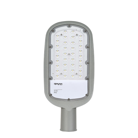 29-01 Светильник светодиодный, уличный, консольный 30Вт, 230/50Гц, 3300лм, 5000К, IP65, КСС "Ш", 380*172*65мм, Ф50мм, серый Apeyron
