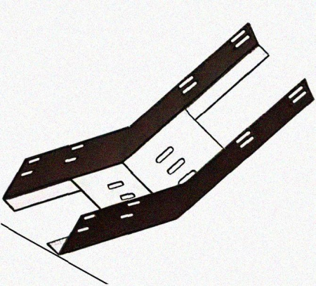 Лоток перфорированный КП 200х65-45 УХЛ1 для поворота трассы вверх на 45, оцинкованный лист S1,5