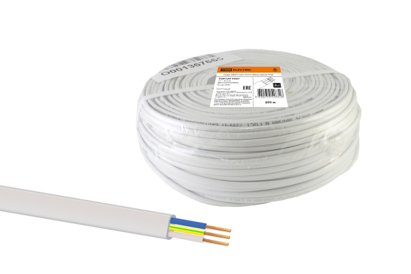 Шнур ШВВП 3х0,5 ГОСТ (200м), белый TDM