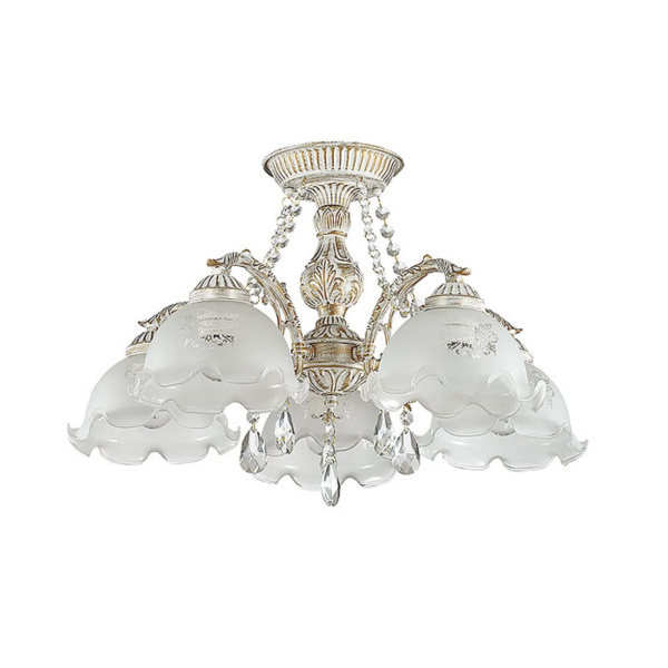 Люстра потолочная E27 5*60W 220V CASETTA белый с золотой патиной LUMION