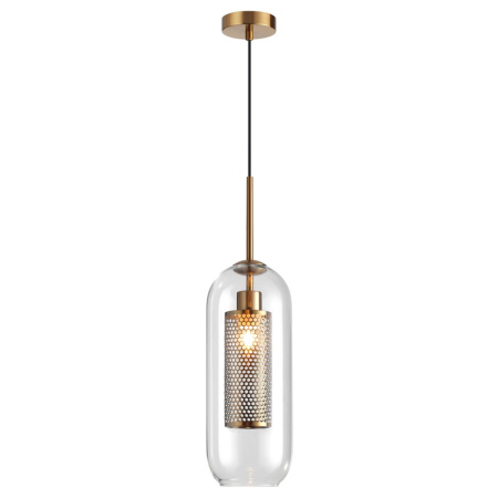 Подвес E27 1*40W CLOCKY античн.бронза/металл/прозрачный/стекло B ODEON LIGHT
