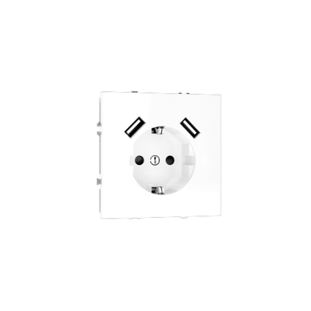 Розетка встраиваемая Voltum S70 с заземлением и защитными шторками, 16А, с USB, A+A, (белый глянцевый)