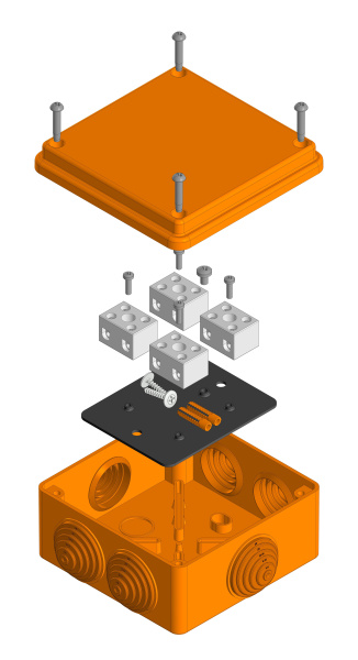Коробка огнестойкая для о/п 40-0300-FR6.0-8 Е15-Е60 (латунь) 100х100х50 Промрукав (12 шт/уп)