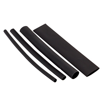 Набор ТУТк клеевые нг черные, Разного диаметра (3/1, 4,8/1,6, 6/2, 9/3, 12/4) 21шт по 100мм, PROxima EKF