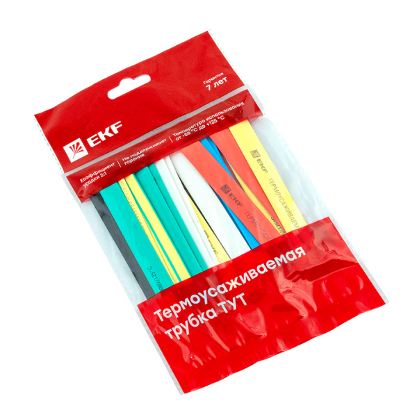 Термоусаживаемая трубка ТУТ нг 8/4 набор:7 цветов по 3шт, 100мм, PROxima EKF